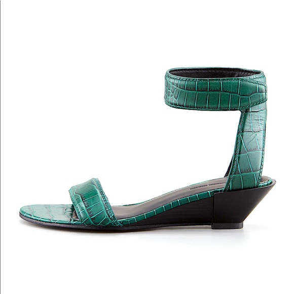 ALEXANDER WANG Vika Crocodile-Print Low-Wedge Sandal - Picture 3 of 4